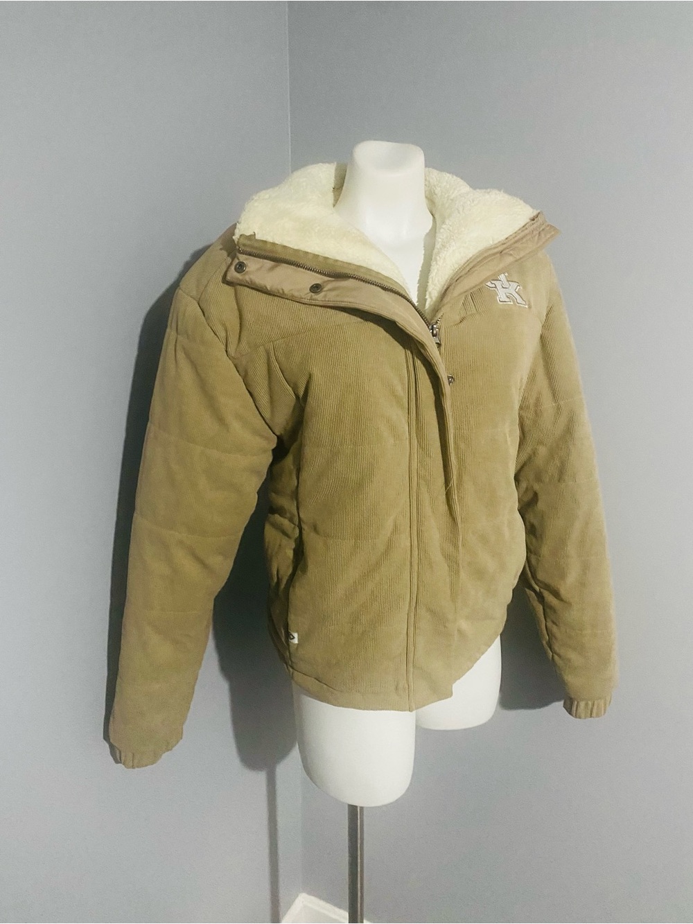 Women Tan Sherpa-Lined Zip Jacket